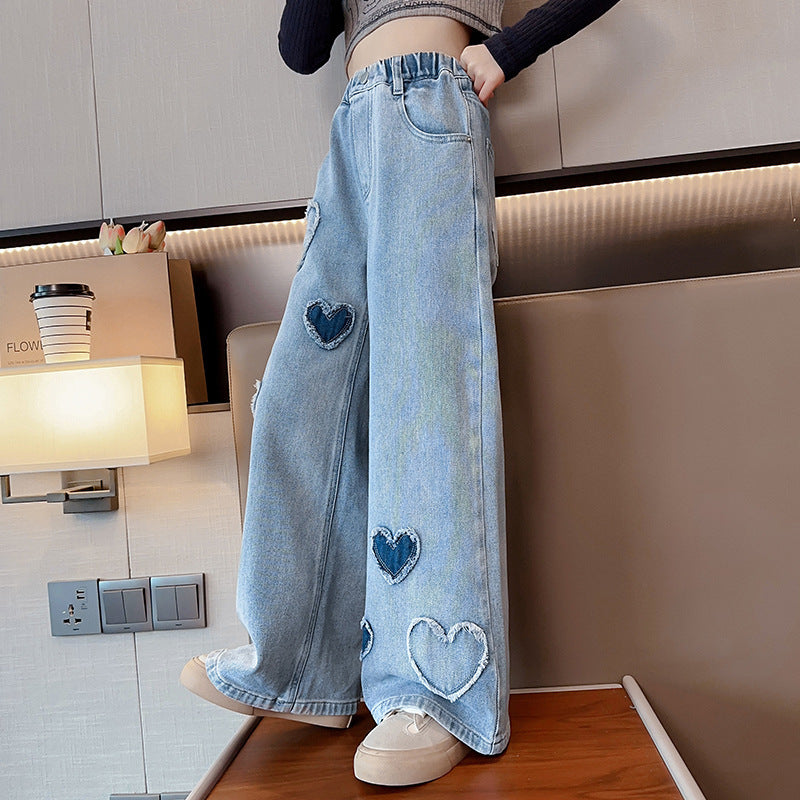 Raw Edge Denim Wide-leg Pants