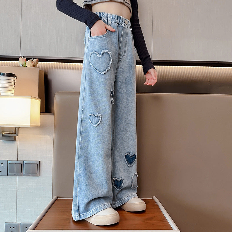 Raw Edge Denim Wide-leg Pants